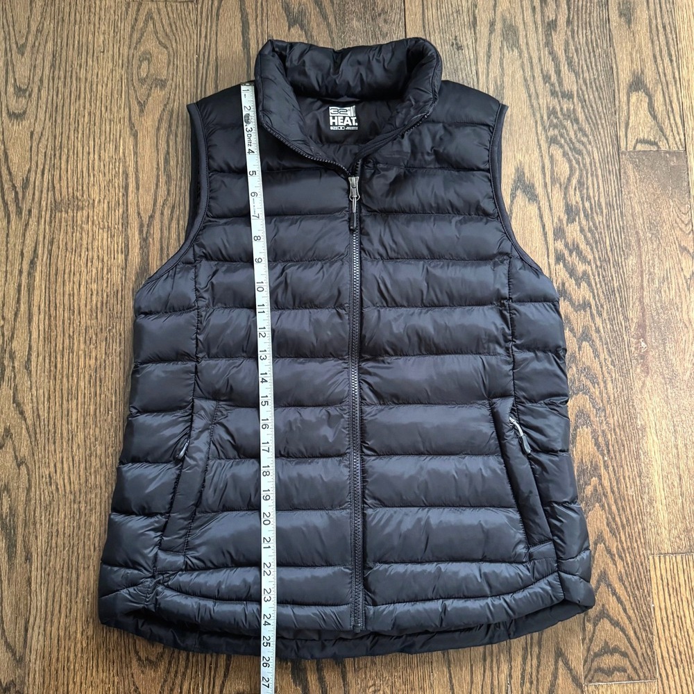32 Degrees Heat Black Puffer Vest Womens Medium Full Zip Quilted Lightweight - Picture 9 of 13